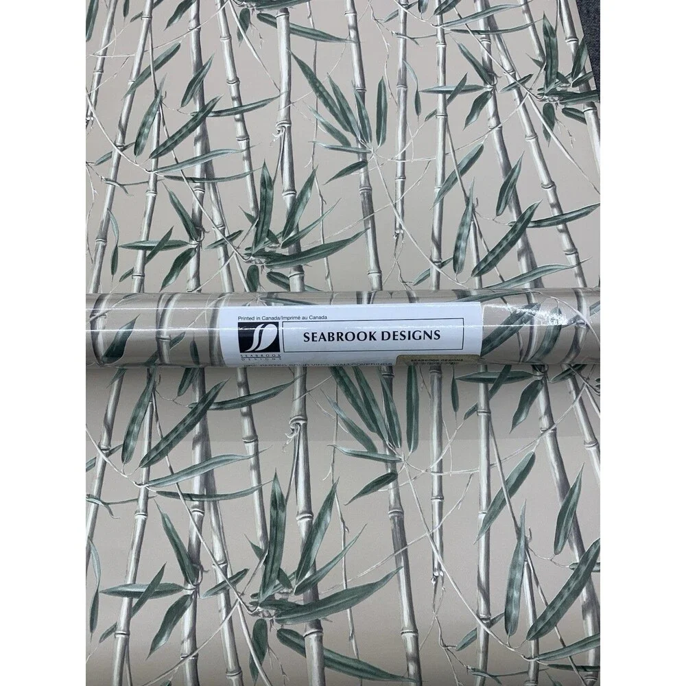 Seabrook Vintage Bamboo Print Wallpaper, 20.5” X 11yds